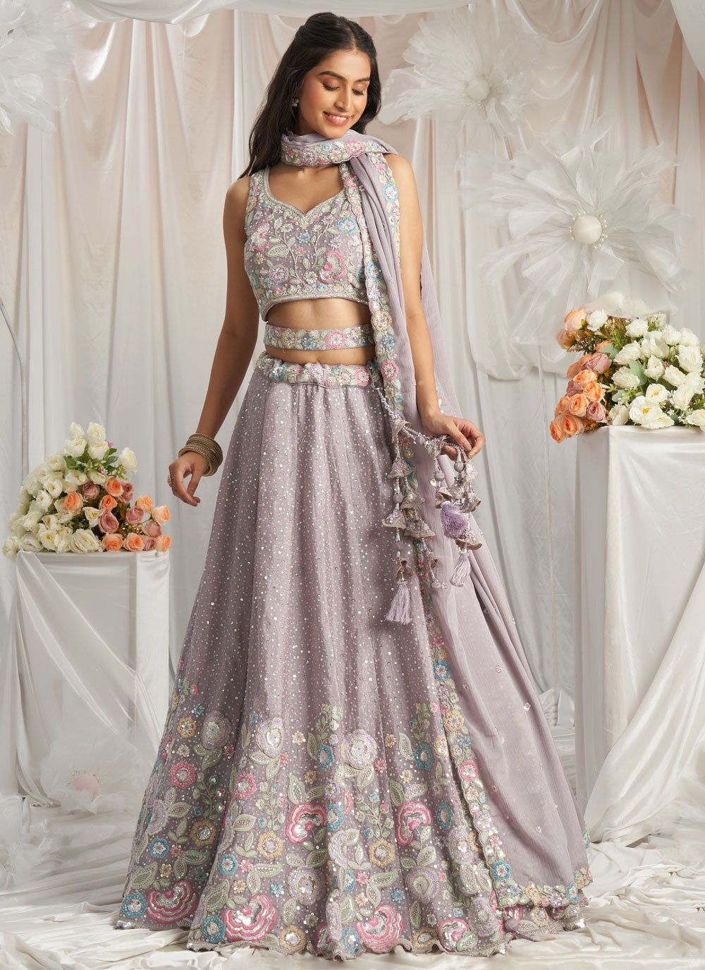 Embroidered Tissue A - Line Lehenga - L2700