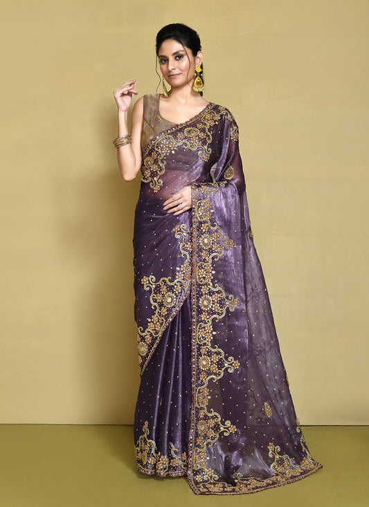 Traditional Hand Embroidery Jimmy Chu Saree - S9244