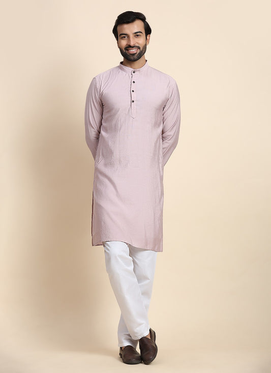 Plain Rayon, Viscose Mauve Kurta Pyjama - M8437