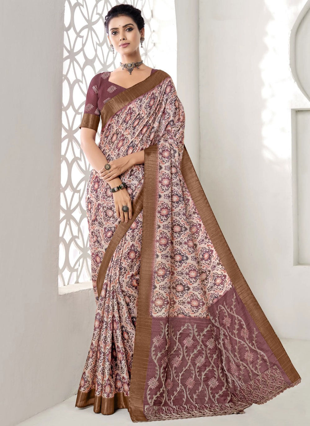 Classic Printed Art Silk Saree - S9203