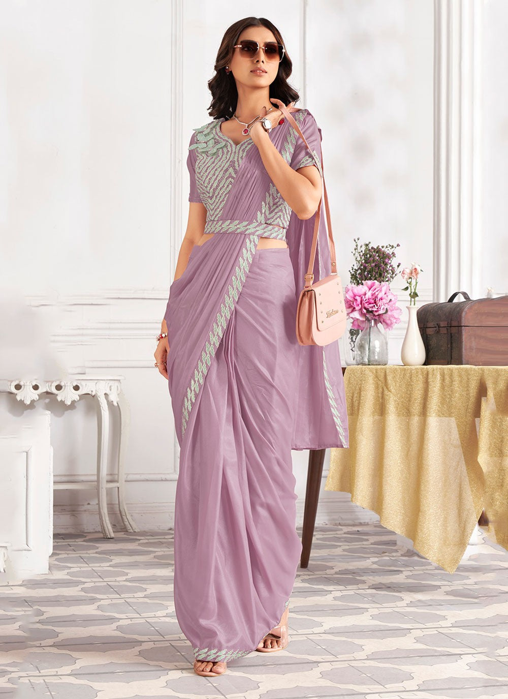 Classic Embroidered Georgette Saree - S6628