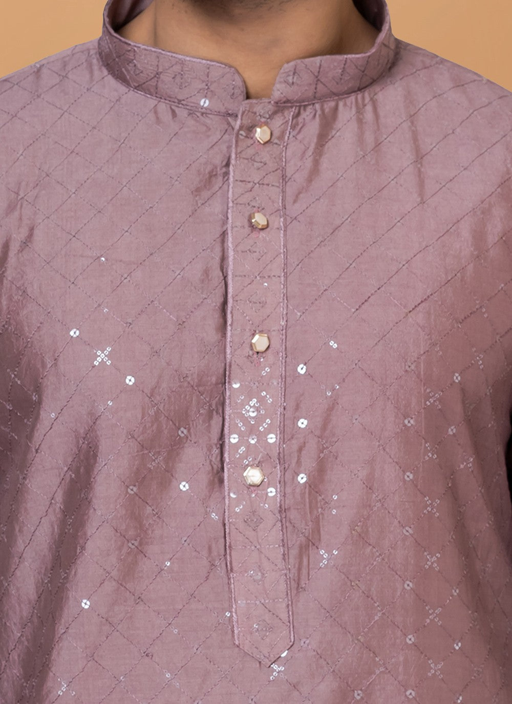 Embroidered Cotton , Viscose Mauve Kurta Pyjama - M6343