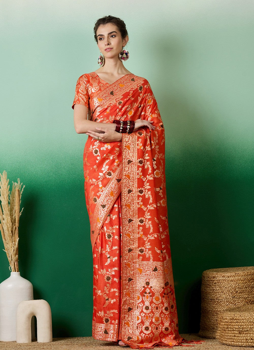 Trendy Meenakari Cotton Saree - S7074