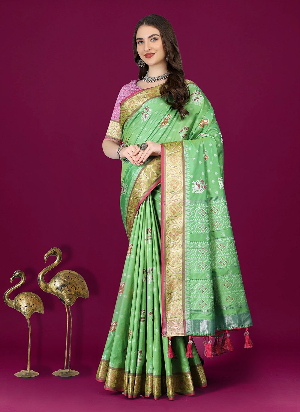 Trendy Meenakari Patola Silk Saree - S4903