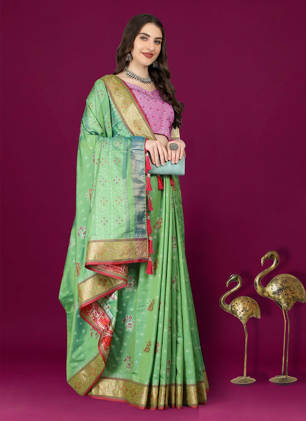 Trendy Meenakari Patola Silk Saree - S4903