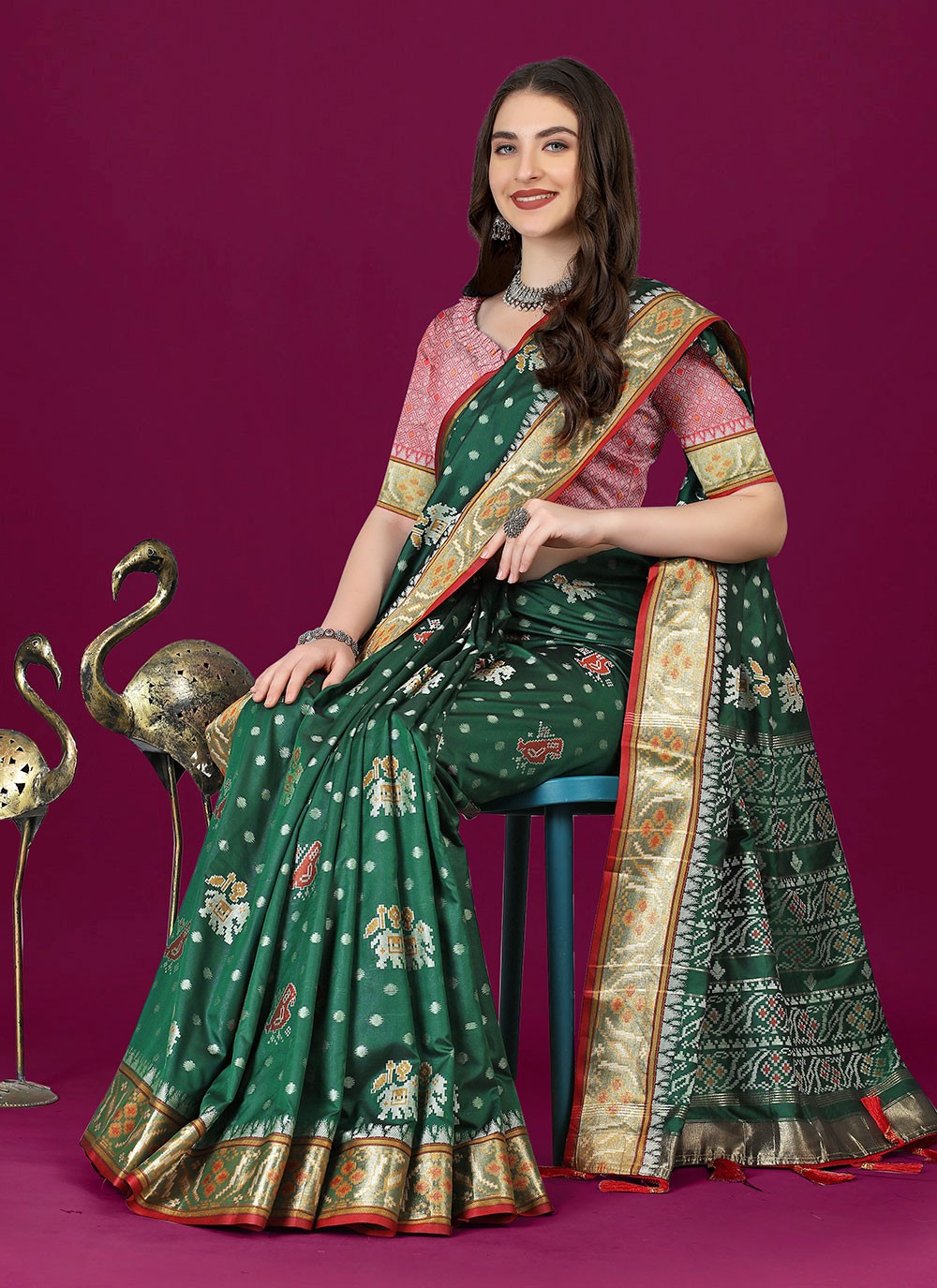 Trendy Meenakari Patola Silk Saree - S4903