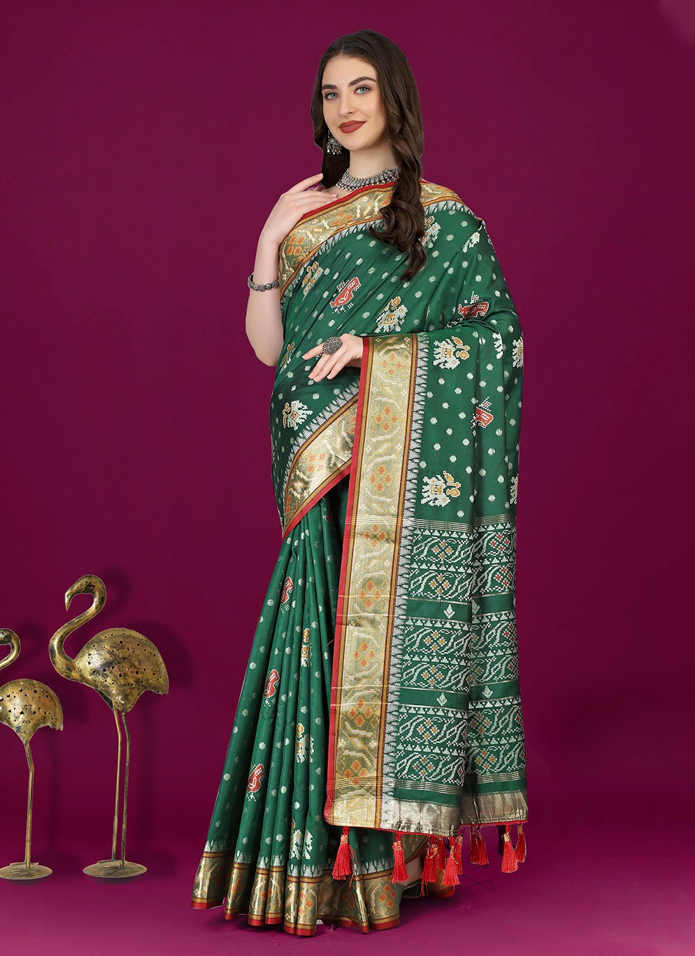 Trendy Meenakari Patola Silk Saree - S4903