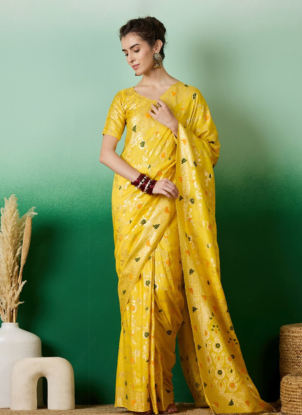 Trendy Meenakari Cotton Saree - S7074