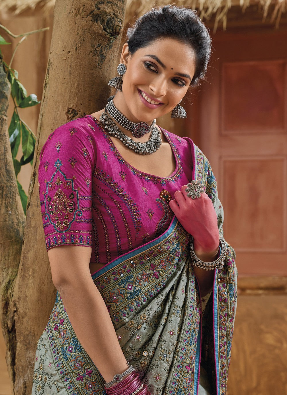 Classic Diamond Banarasi Silk Saree - S3758