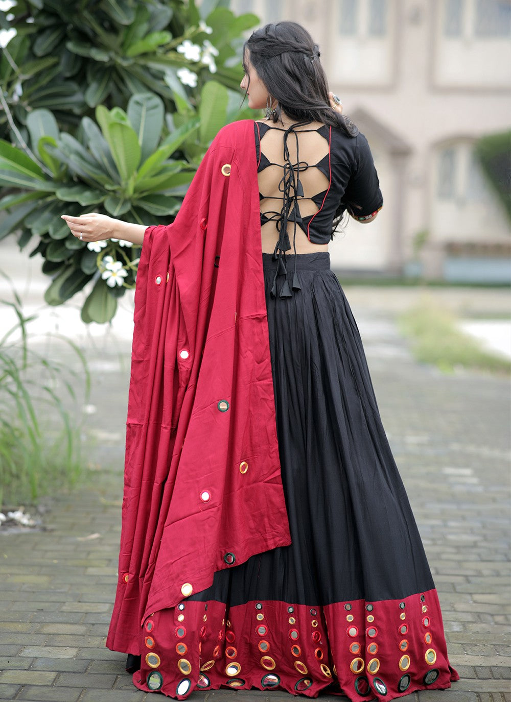 Mirror Faux Georgette A - Line Lehenga - L1100