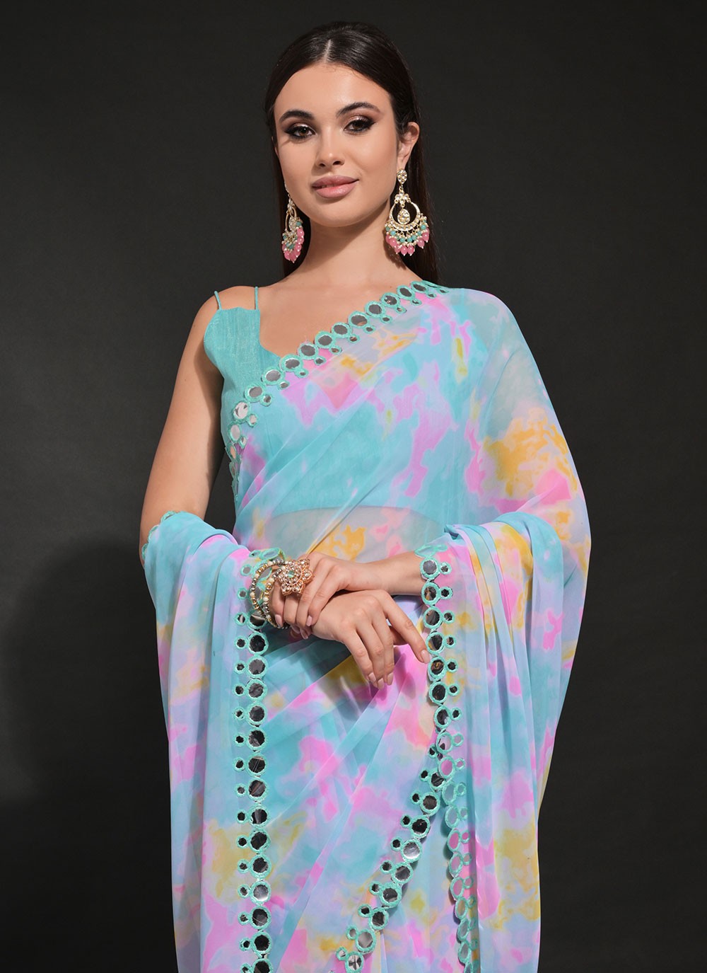 Classic Mirror Georgette Saree - S6729