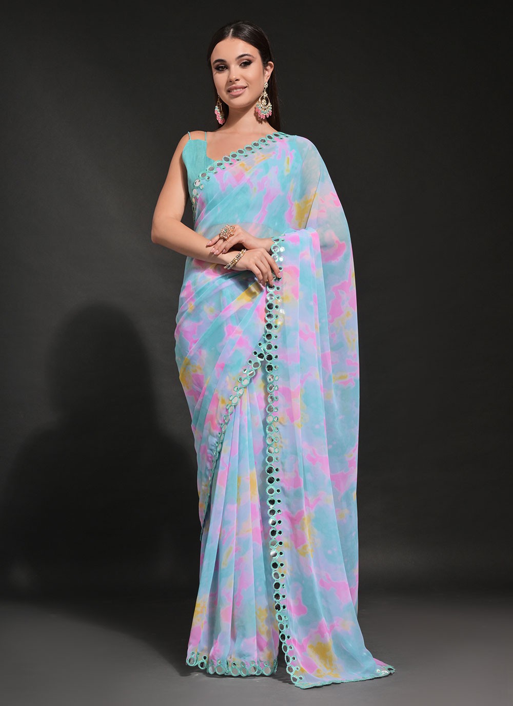 Classic Mirror Georgette Saree - S6729