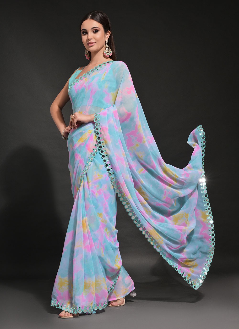 Classic Mirror Georgette Saree - S6729