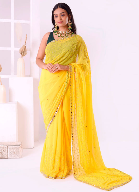 Classic Border Work Georgette Saree - S7887