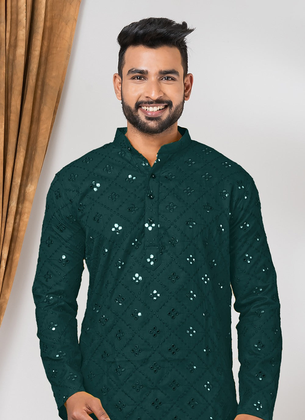 Mirror Cotton Green Kurta - M7819