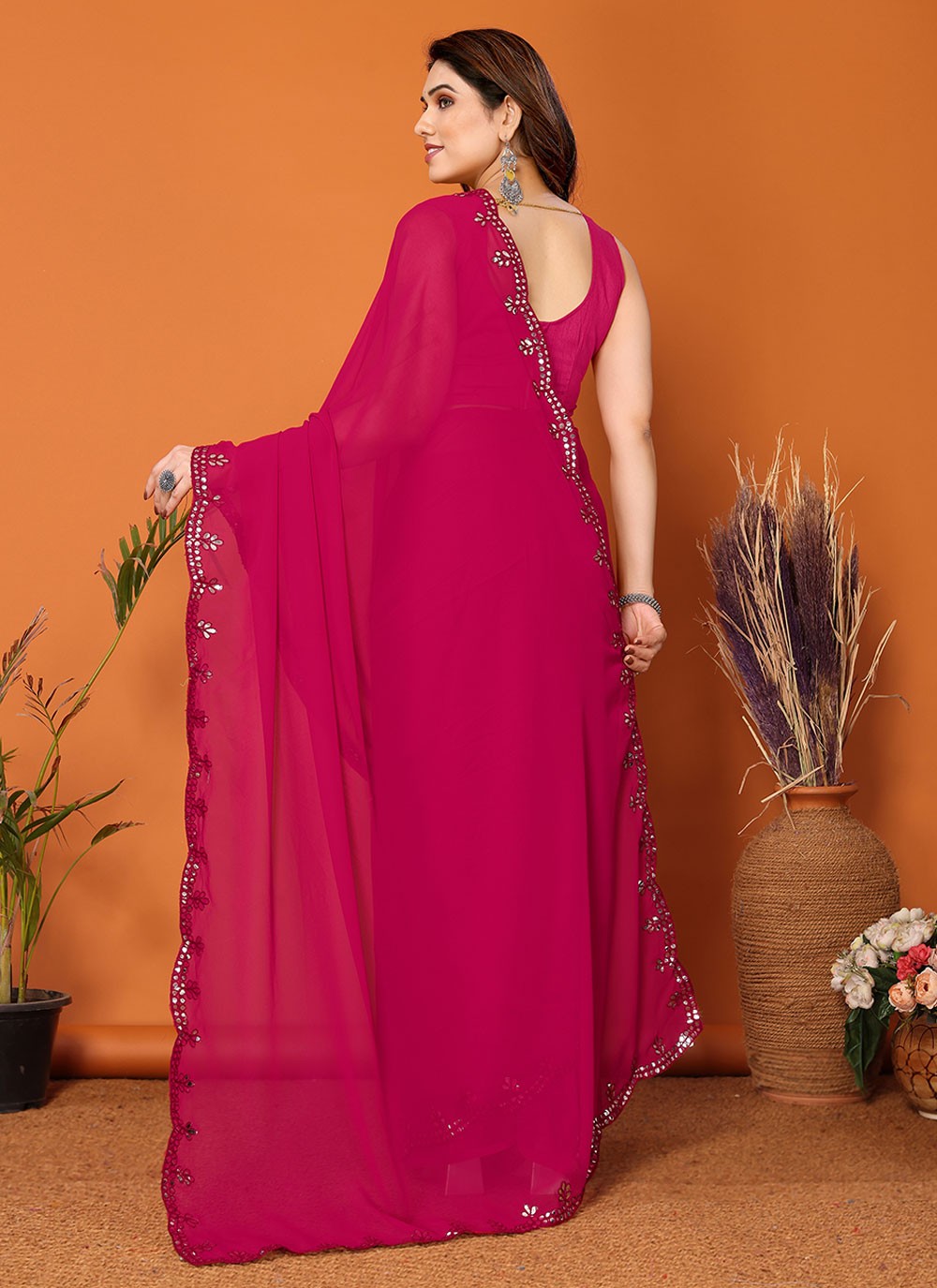 Classic Mirror Georgette Saree - S7189