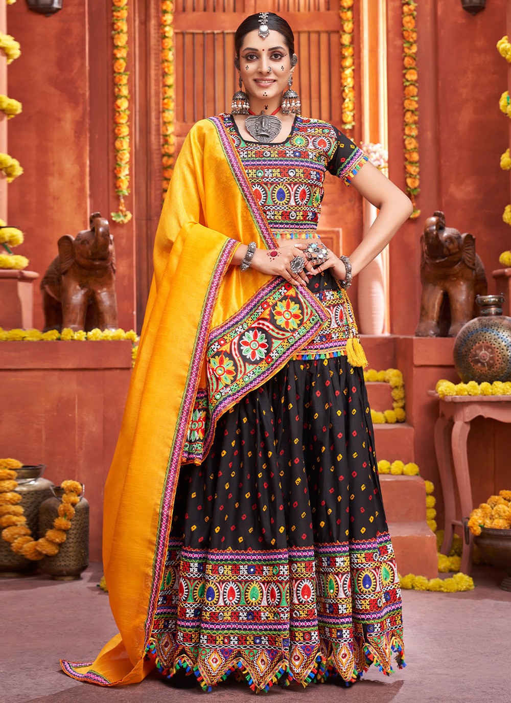 Embroidered Cotton Silk A - Line Lehenga - L0593