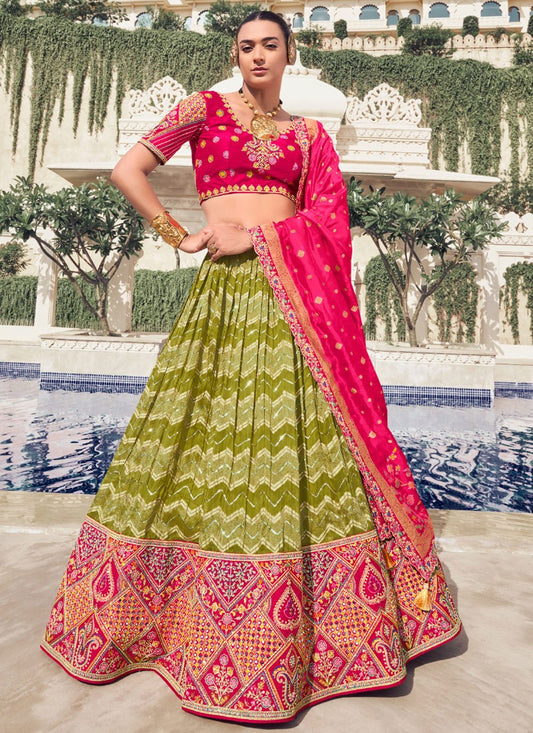 Chikankari Work Organza, Tissue A - Line Lehenga - L2696