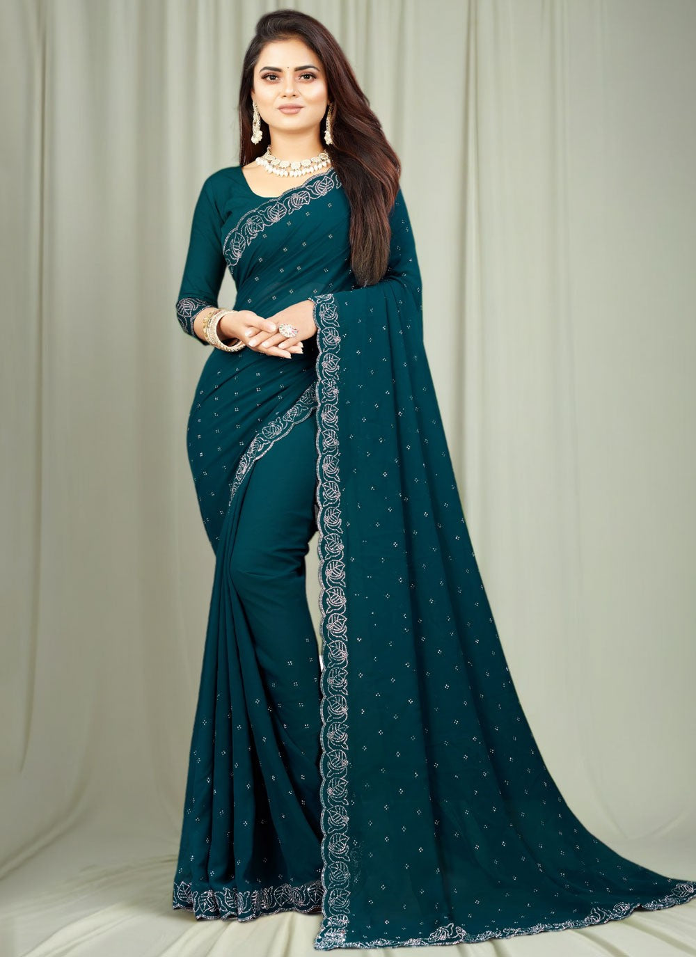 Classic Cutdana Chiffon Satin Saree - S10437