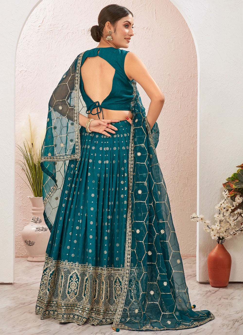 Embroidered Pure Dola Lehenga - L3155