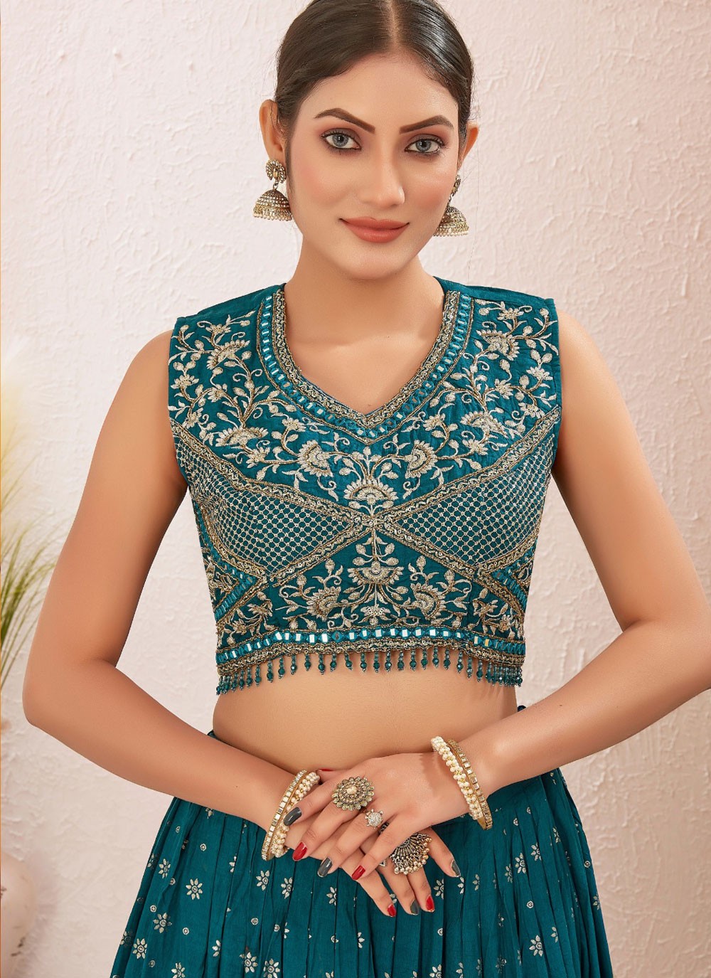 Embroidered Pure Dola Lehenga - L3155