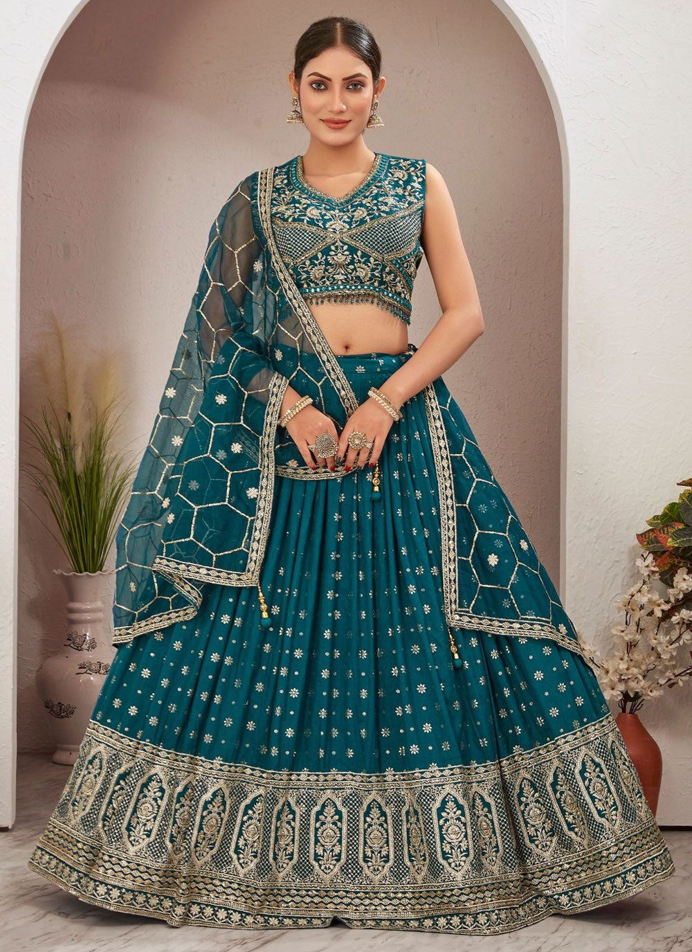 Embroidered Pure Dola Lehenga - L3155