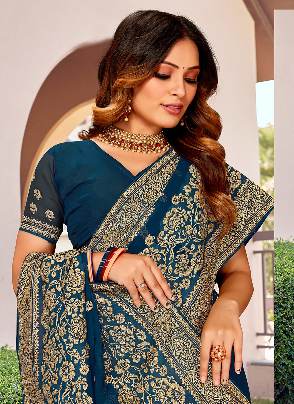 Designer Embroidered Georgette Saree - S3331