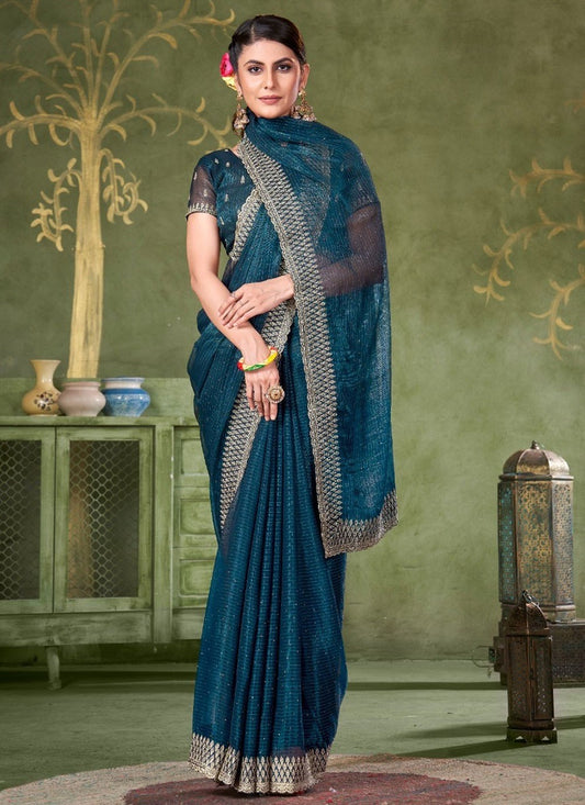 Classic Embroidered Shimmer Saree - S7380