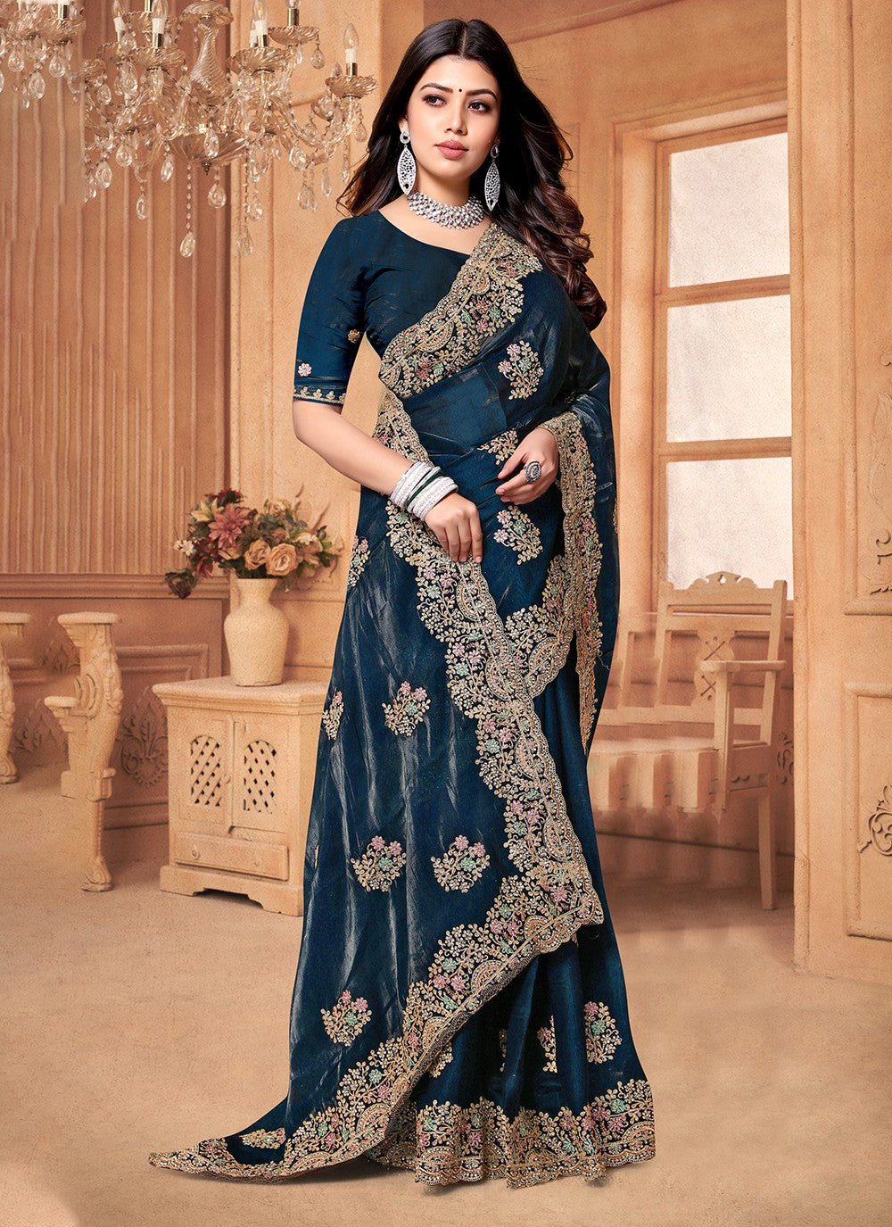 Trendy Cord Crepe Silk Saree - S5366