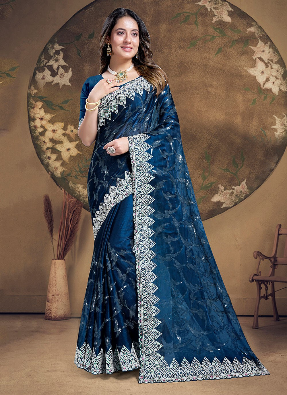 Classic Embroidered Silk Saree - S5933