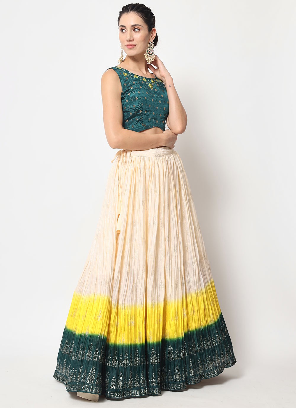 Embroidered Chinon, Silk A - Line Lehenga - L0724