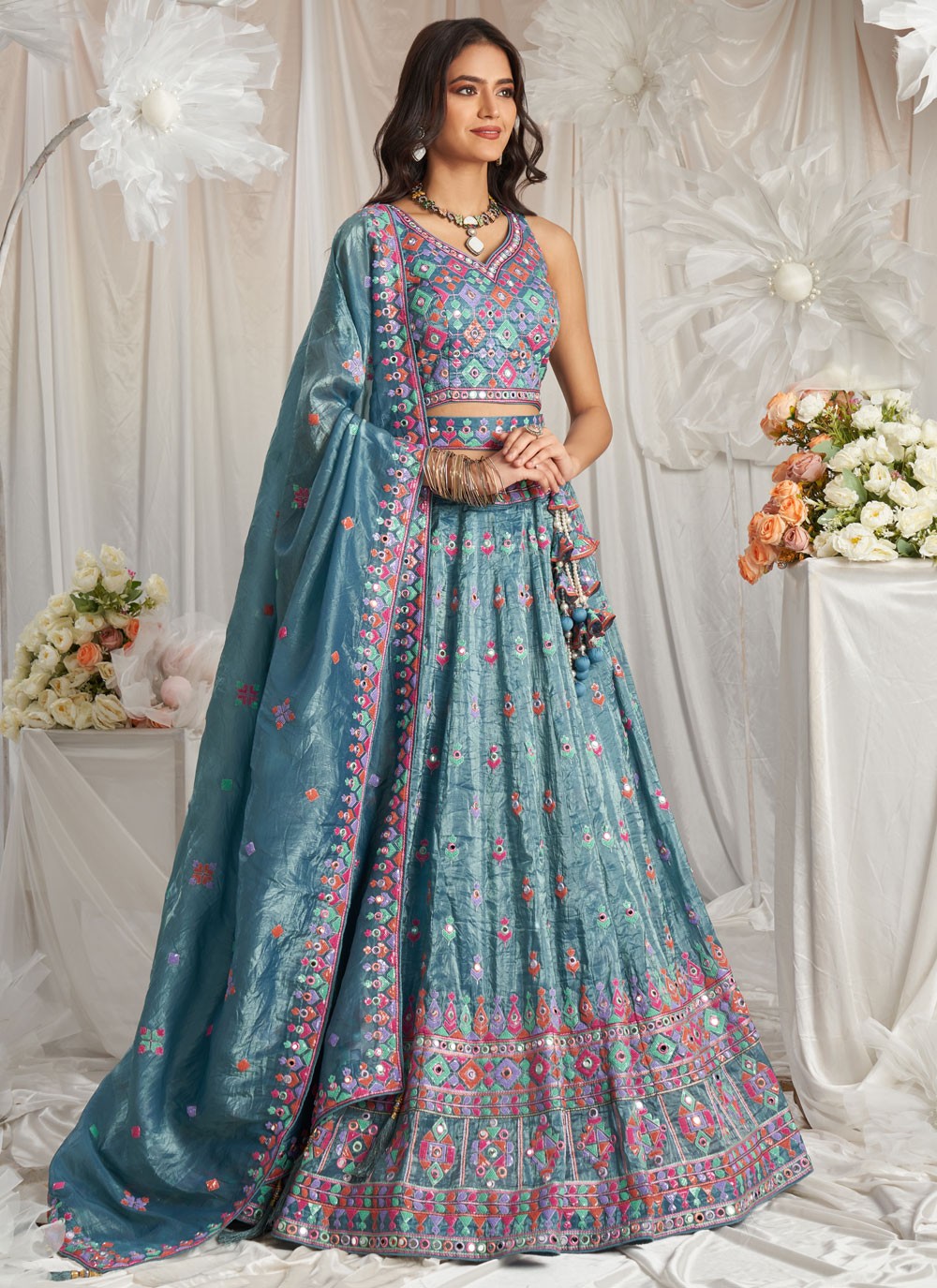 Embroidered Tissue A - Line Lehenga - L2700