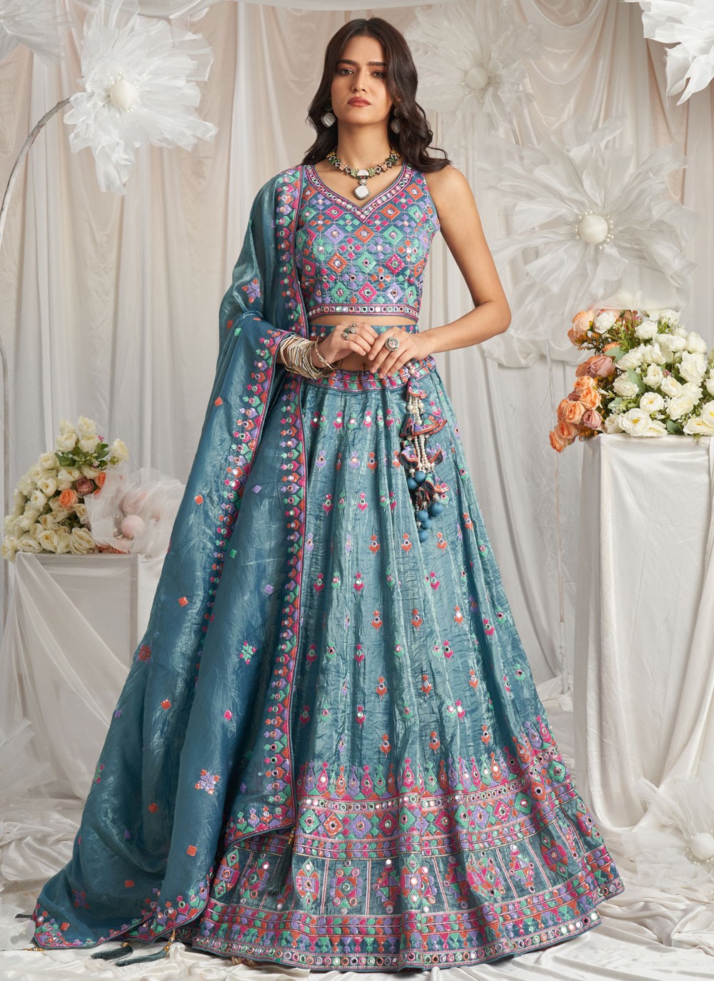 Embroidered Tissue A - Line Lehenga - L2700