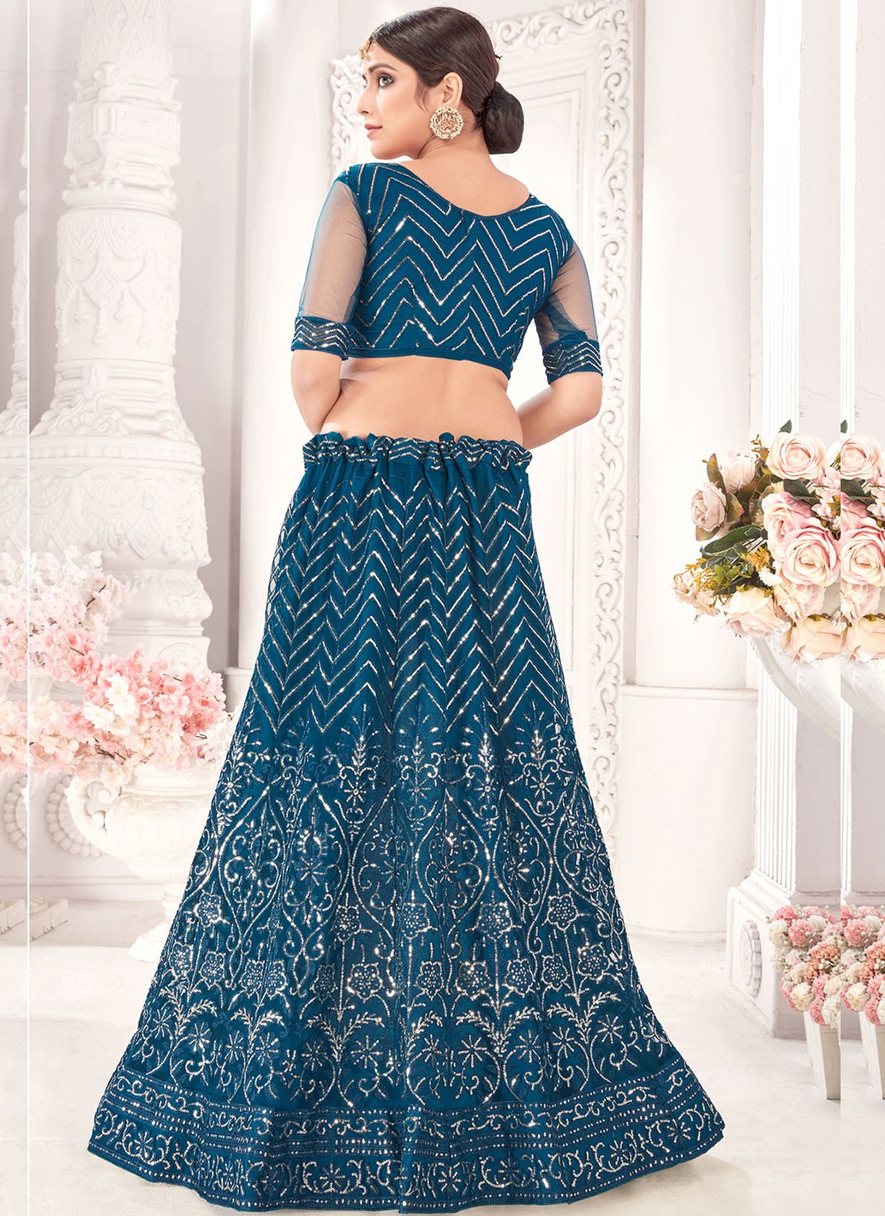 Embroidered Net A - Line Lehenga - L0198