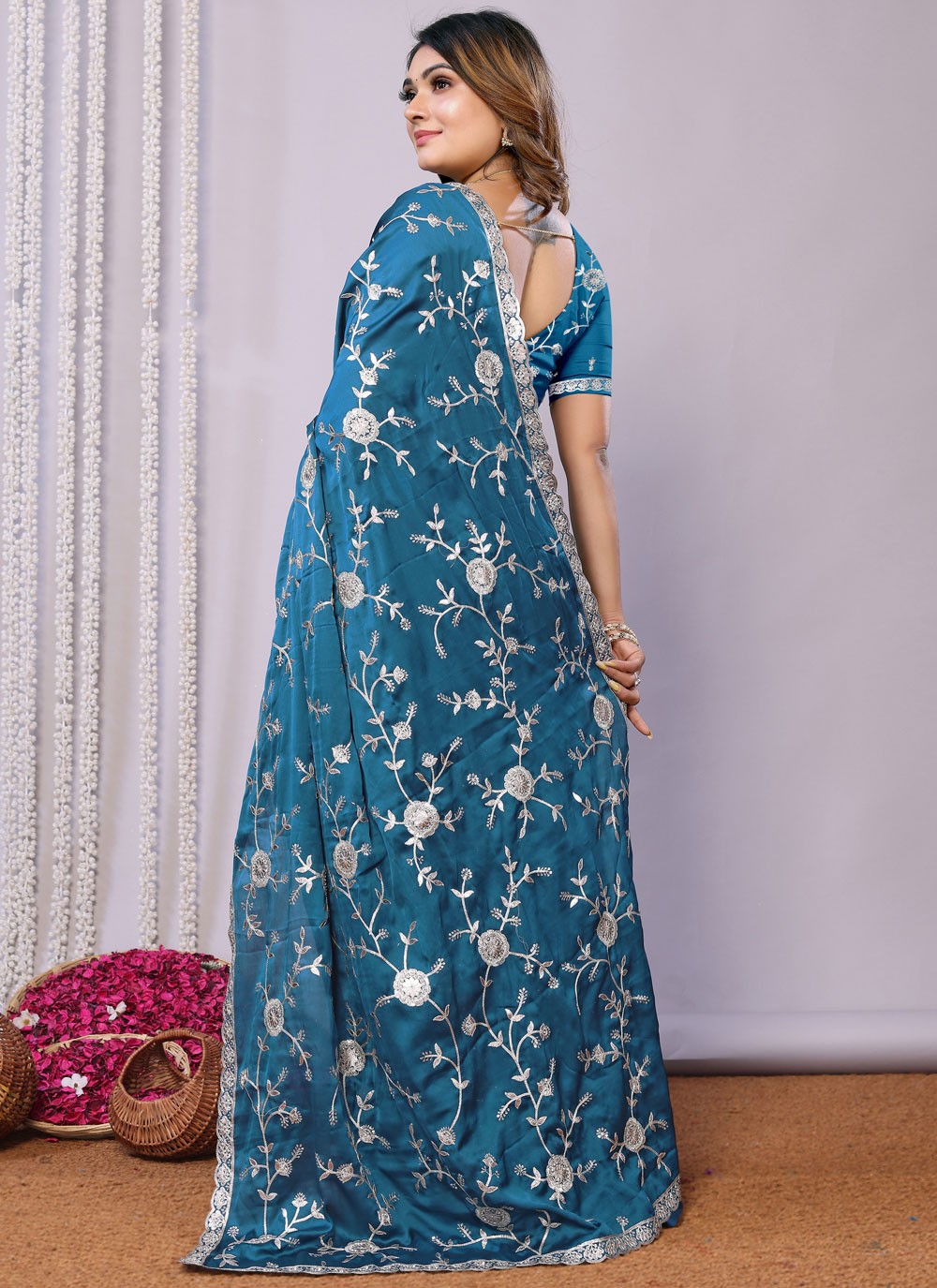 Sequins, Thread, Zari Net Saree - S11513