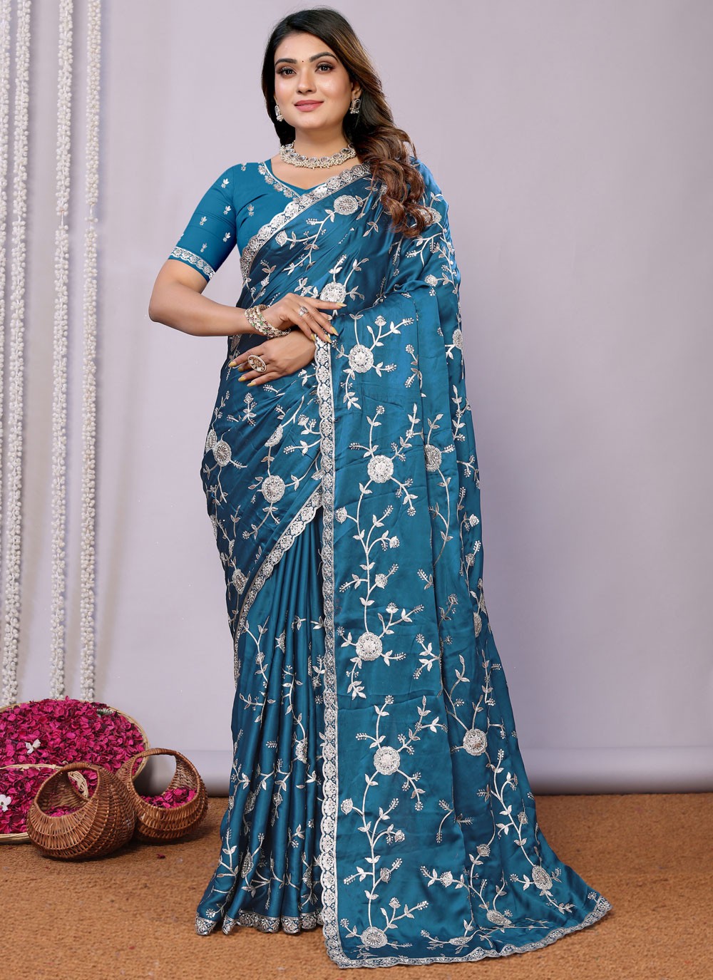 Sequins, Thread, Zari Net Saree - S11513