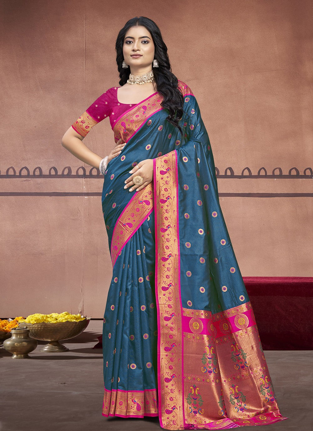 Contemporary Weaving Zari Silk Green Saree - S11168