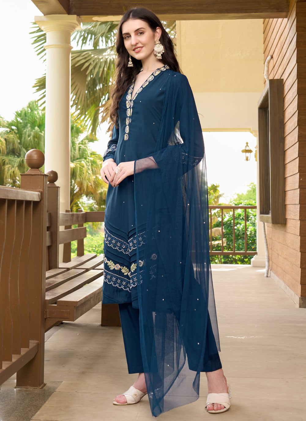 Embroidered Art Silk Salwar Suit - T4415