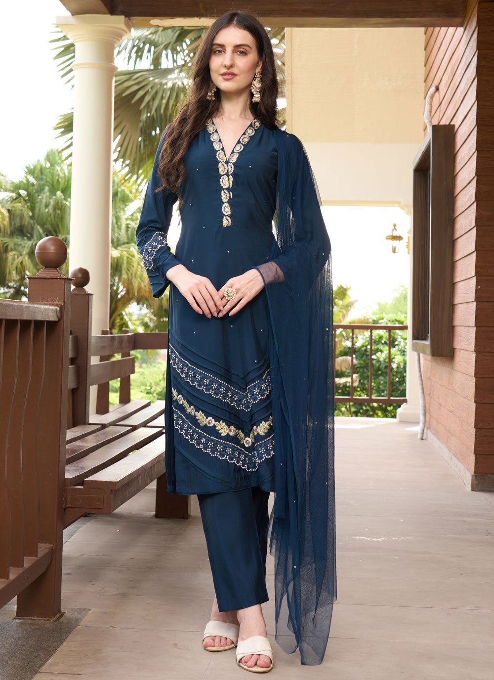 Embroidered Art Silk Salwar Suit - T4415