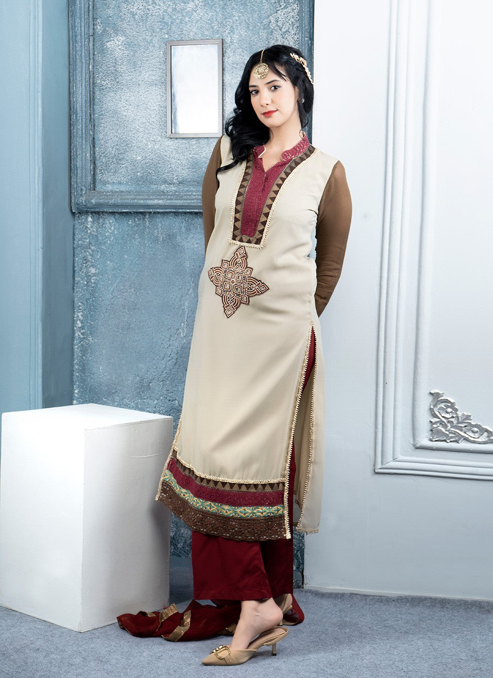 Georgette Pant Style Suit - T3046