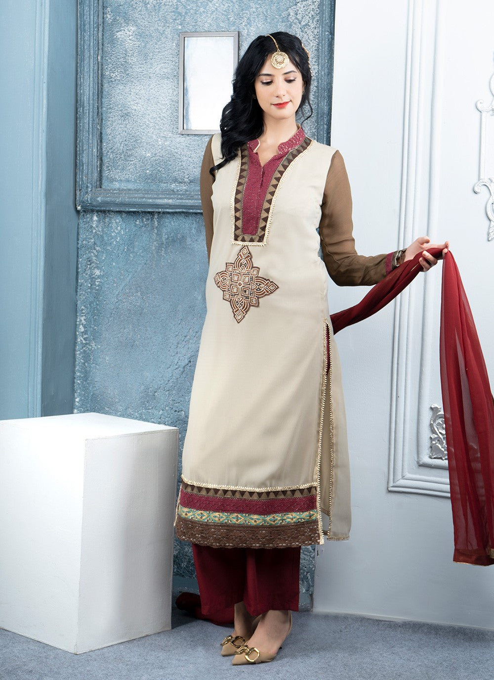 Georgette Pant Style Suit - T3046