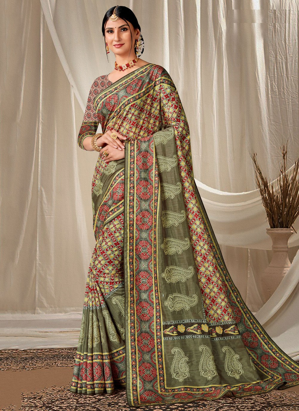 Trendy Embroidered Art Silk Saree - S4791