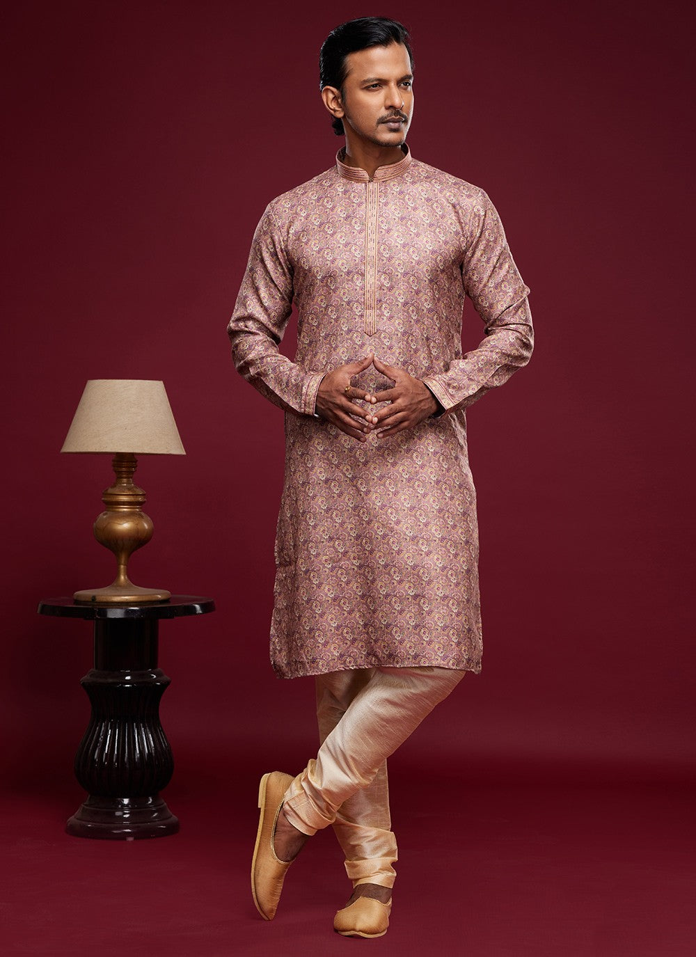 Digital Print Art Silk Multi Colour Kurta Pyjama - M6030