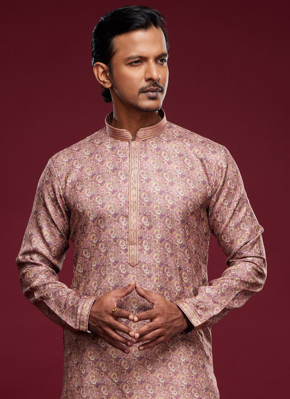 Digital Print Art Silk Multi Colour Kurta Pyjama - M6030