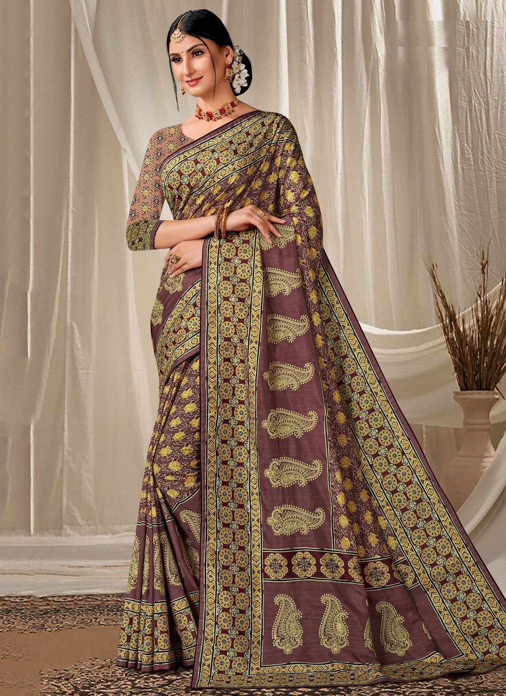 Trendy Embroidered Art Silk Saree - S4791