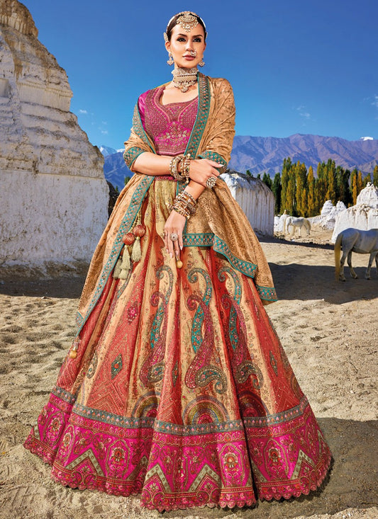 Embroidered Banarasi Silk A - Line Lehenga - L1272