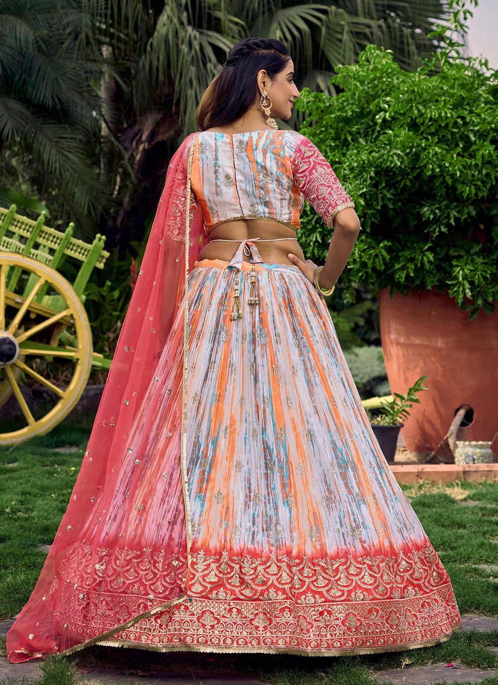 Digital Print Chinon A - Line Lehenga - L1714