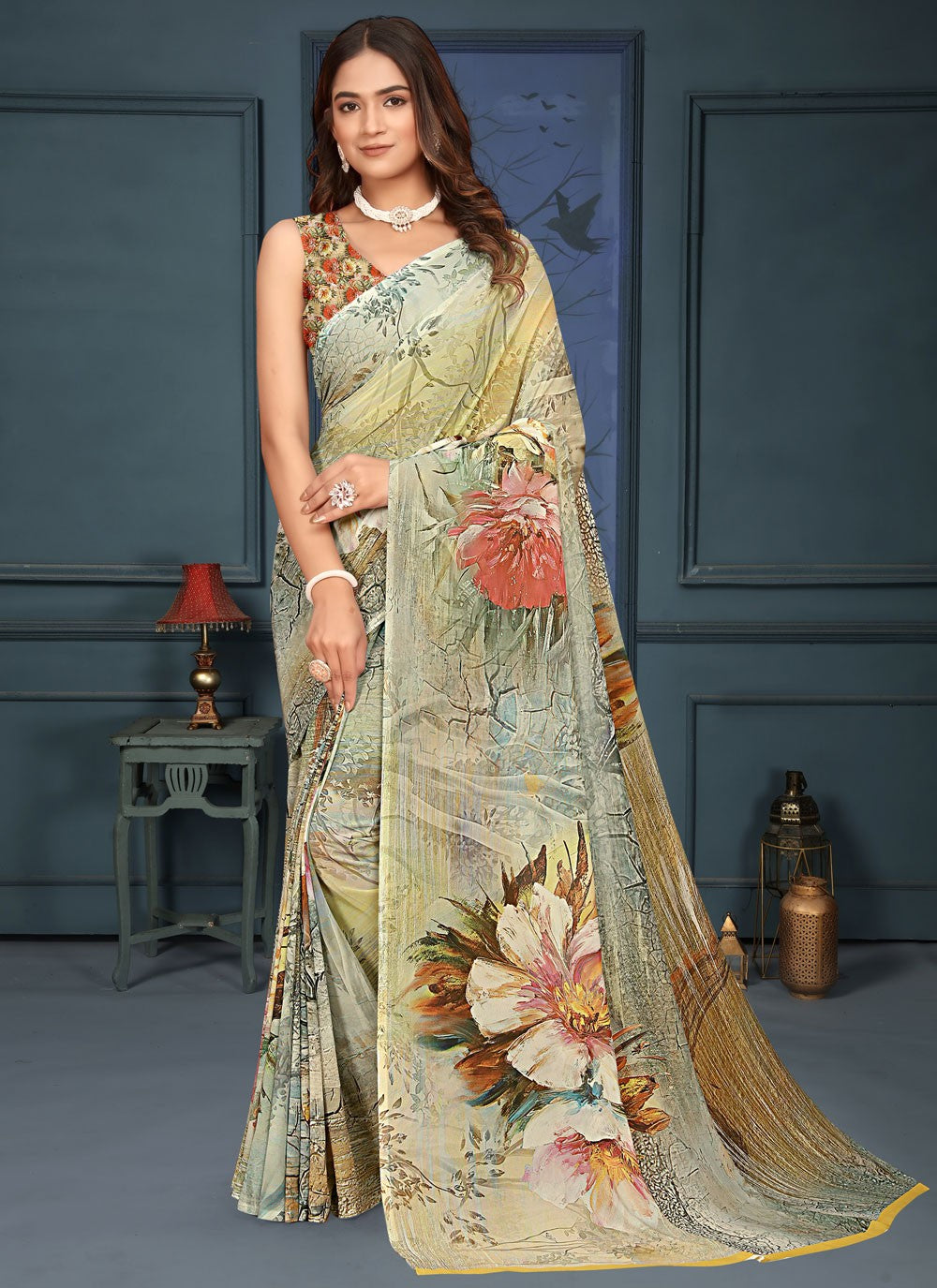 Classic Digital Print Weight Less Saree - S9155