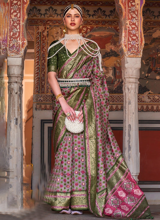 Designer Patola Print Silk Saree - S3296