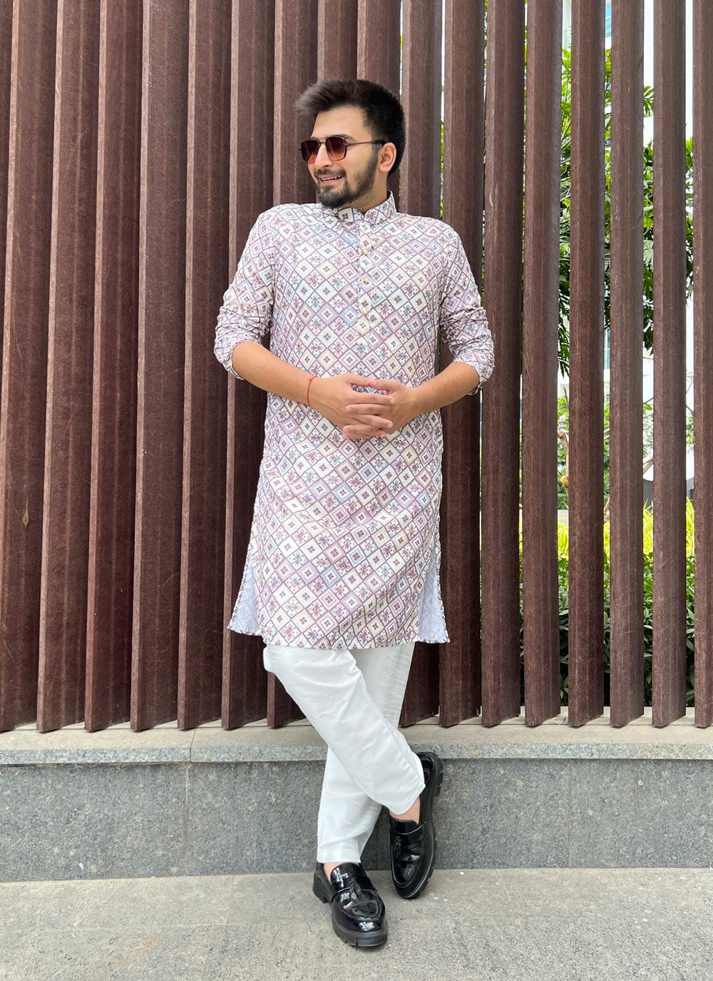 Embroidered Soft Cotton Multi Colour Kurta Pyjama - M5168